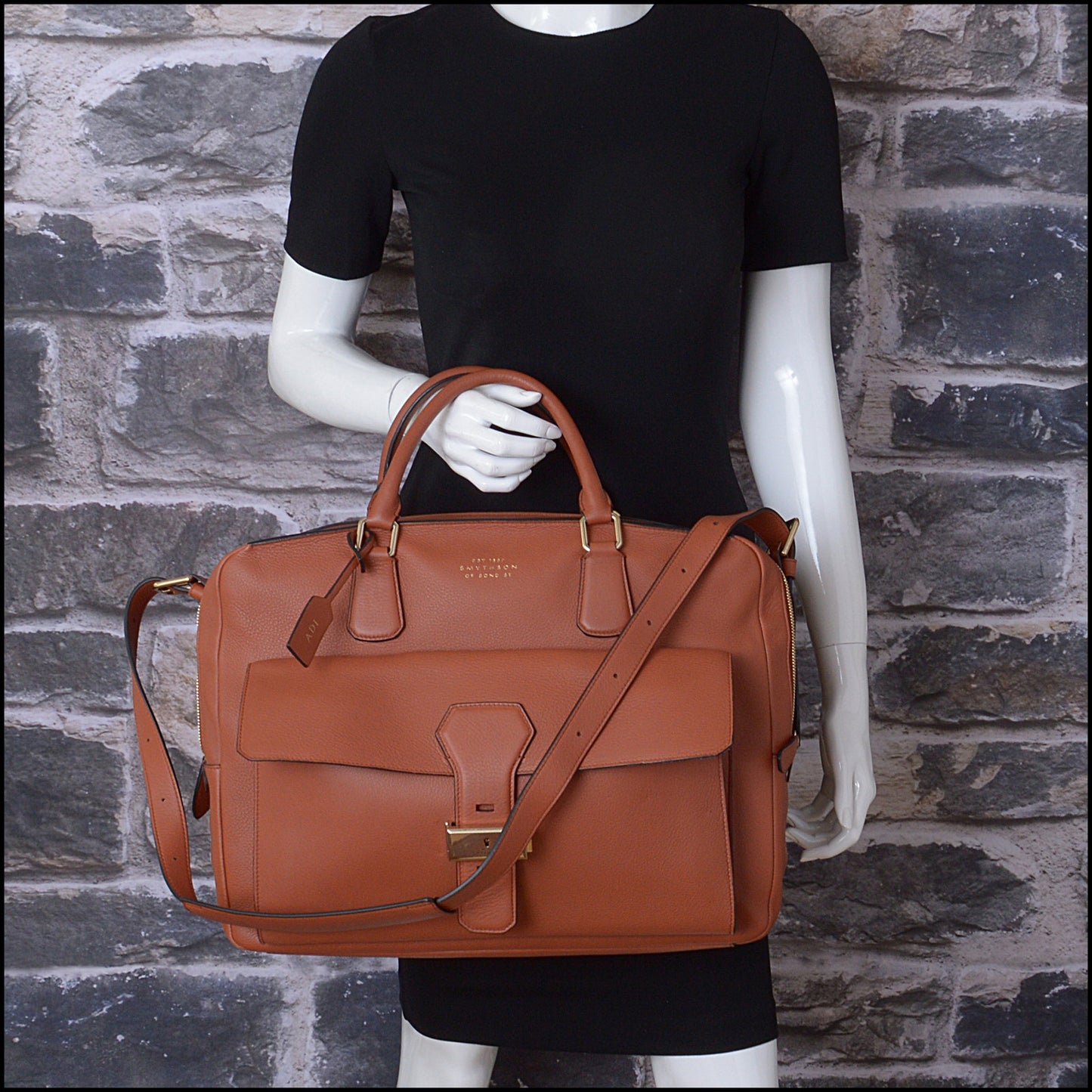 RDC14452 Smythson of Bond St. Terracotta Leather Business Bag W/Strap