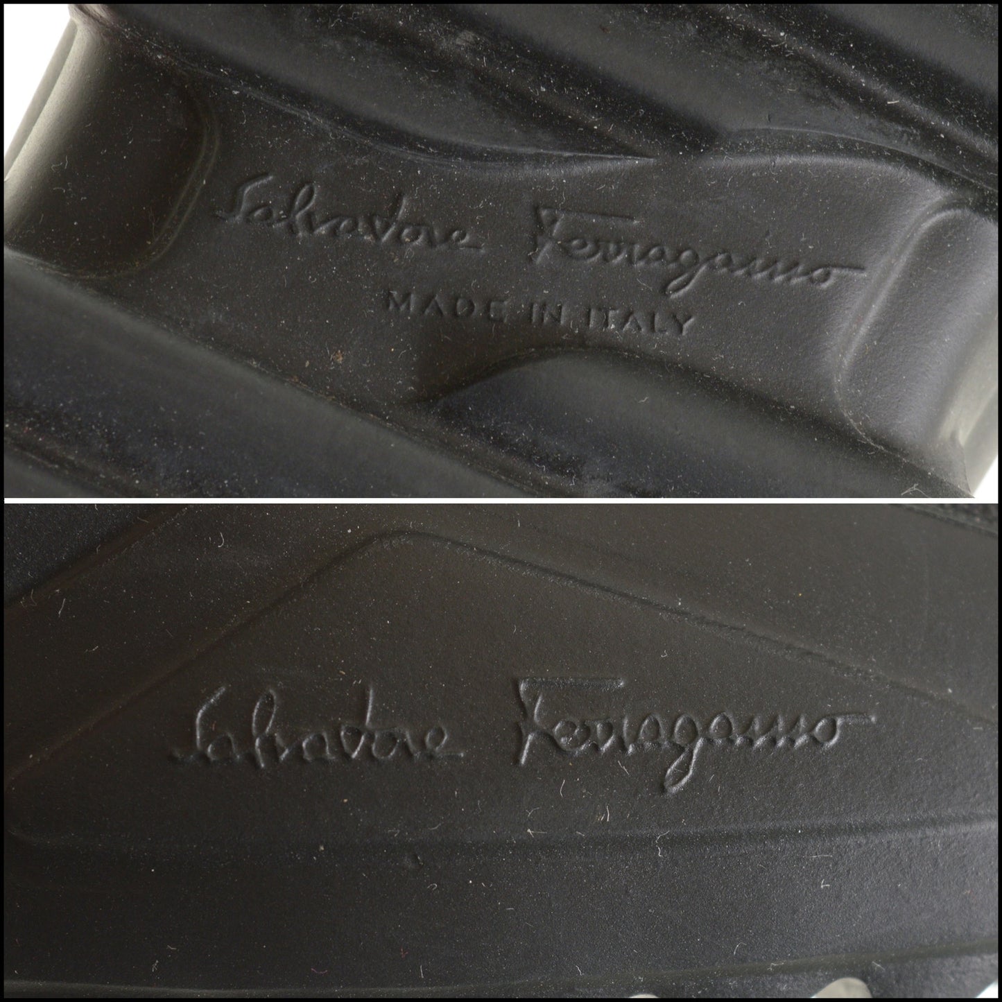 RDC15076 SALVATORE FERRAGAMO Black Nappa Leather Ankle Boots size 7.5 C