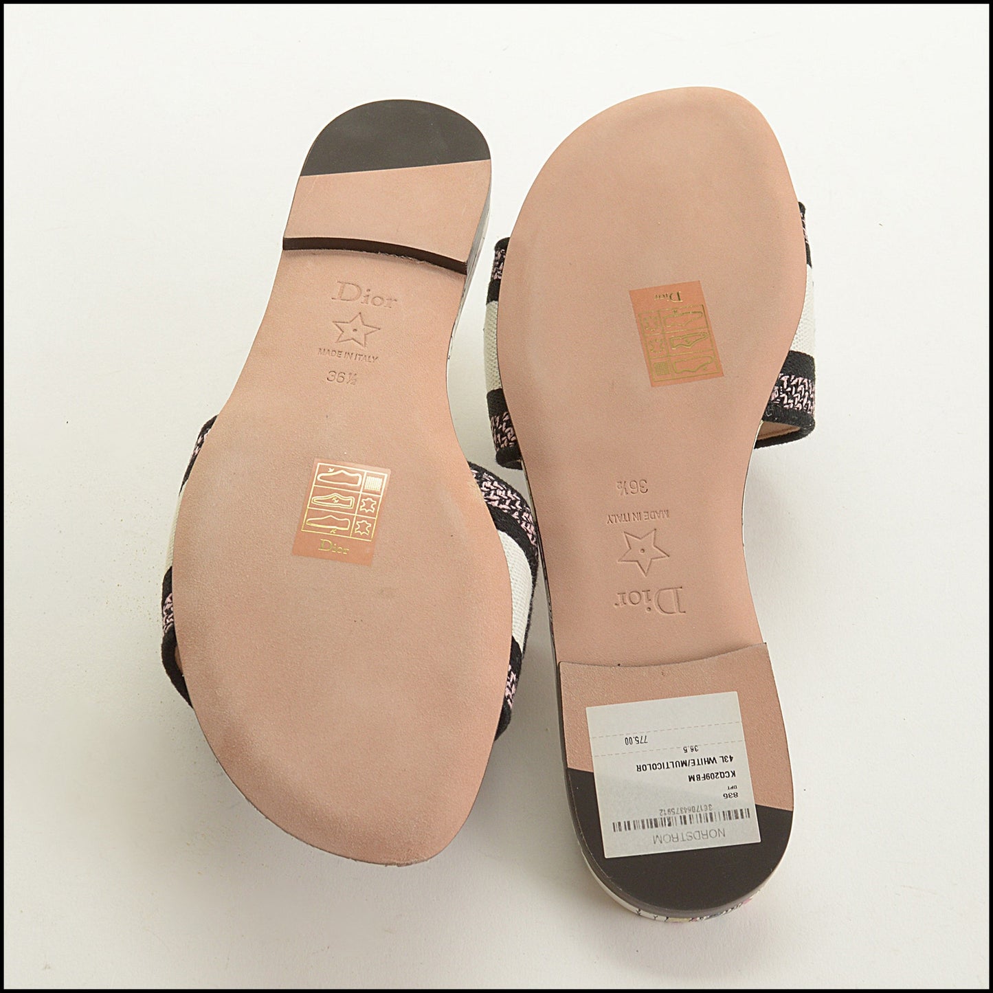 RDC15555 CHRISTIAN DIOR Pink/Black Dway Libellule Camou Butterfly Slide Size 36.5