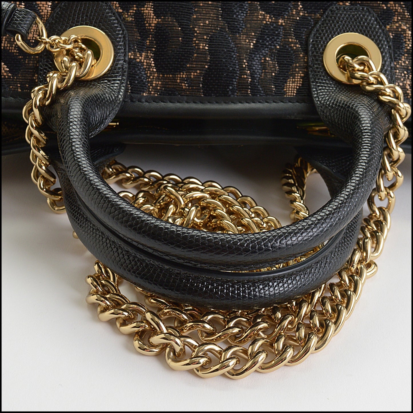 RDC14437 Dolce & Gabbana Leopard Woven Raffia Capri Small Tote Bag