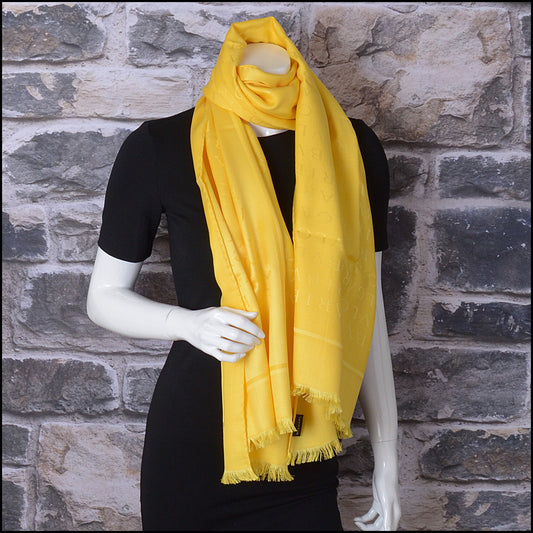 RDC14302 Authentic BVLGARI Yellow Silk/Wool Stole