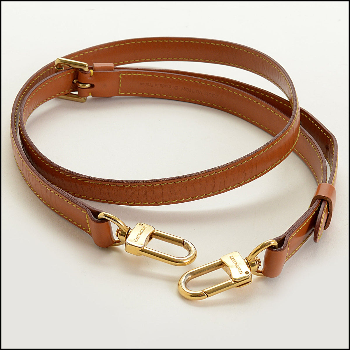 RDC15733 LOUIS VUITTON Cognac Leather Long Narrow Shoulder Strap