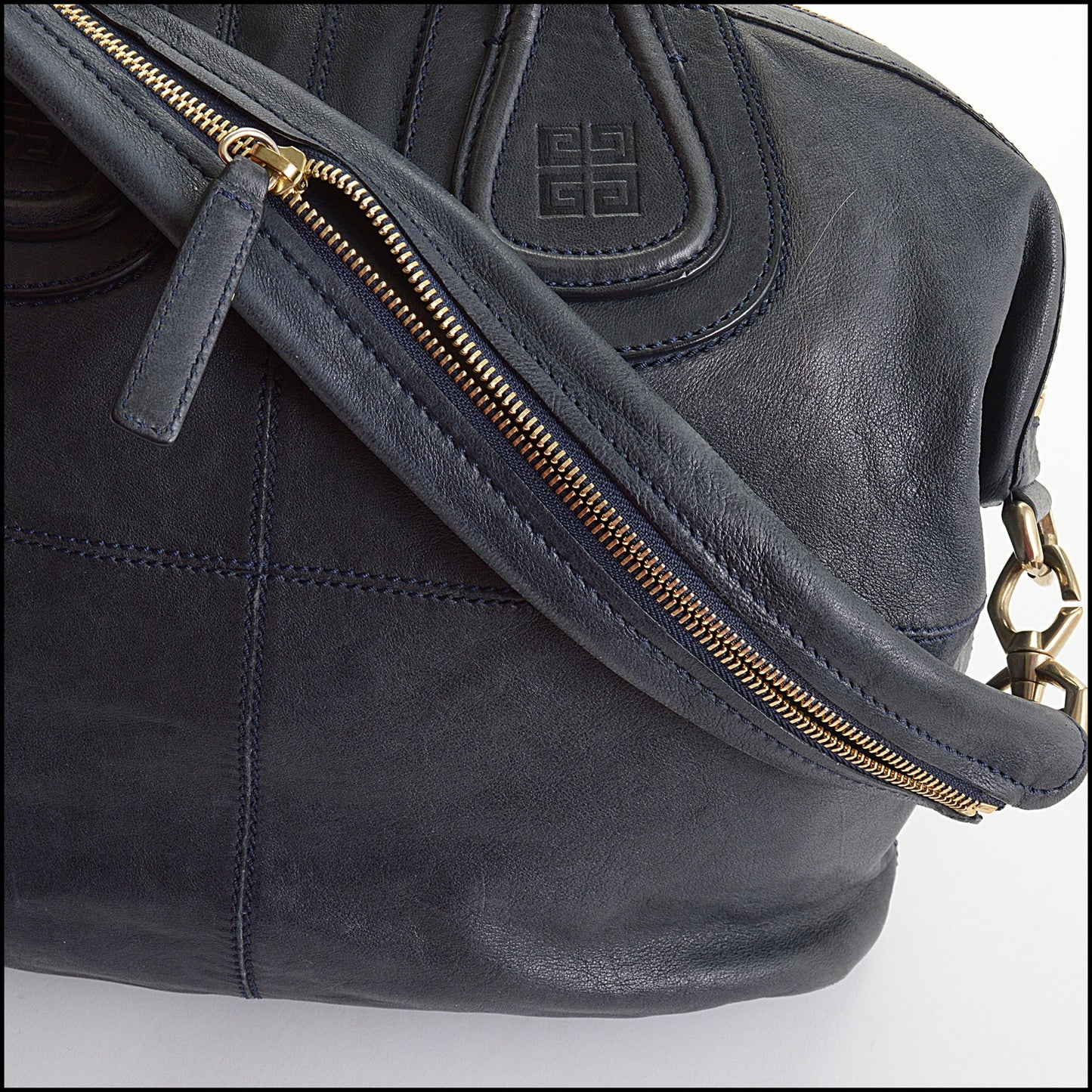 RDC14307 Authentic GIVENCHY Navy Blue Leather Medium Nightingale Bag