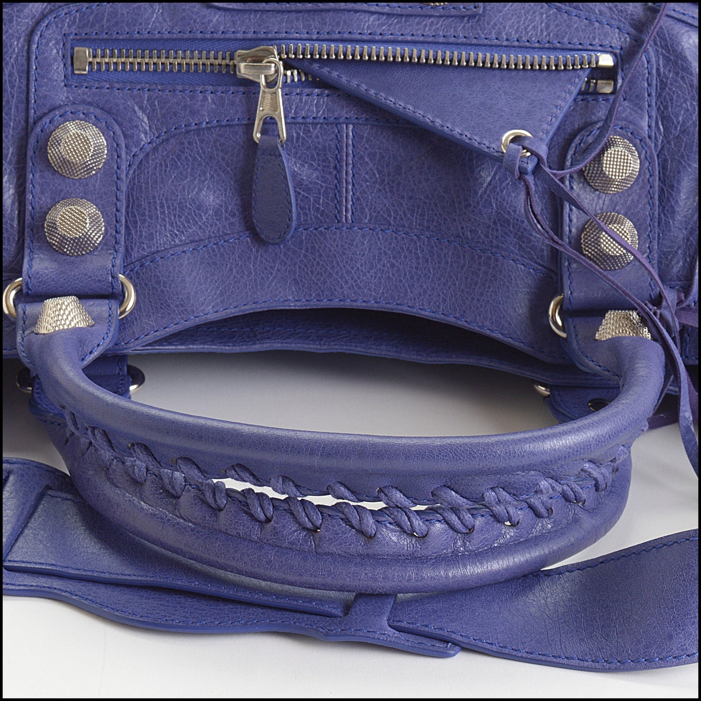 RDC15014 BALENCIAGA '11 Bleu Lavande Lambskin 21-Giant Silver Part-Time "City" bag