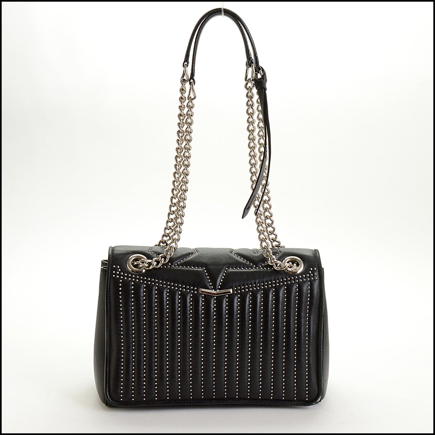 RDC14981 JIMMY CHOO Black Leather Star Studded Helia Bag