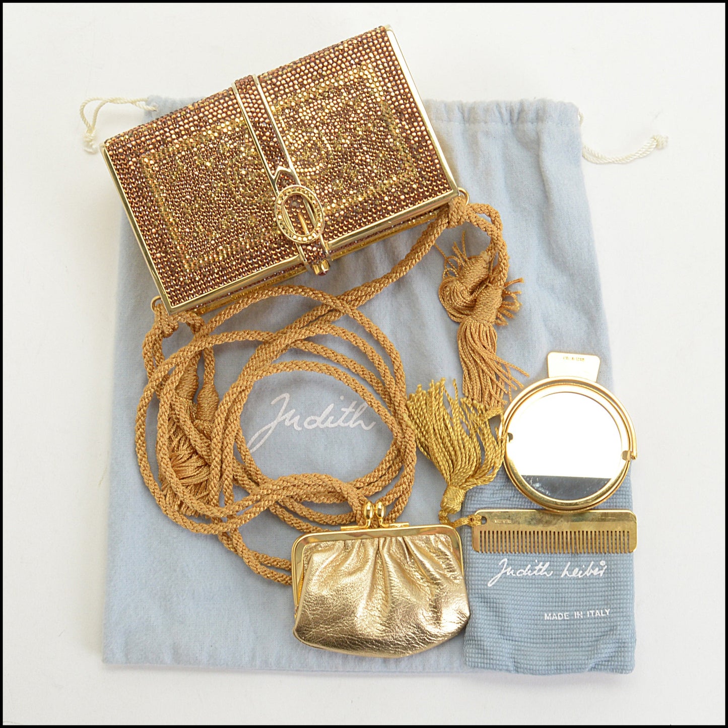 RDC14833 JUDITH LEIBER Full Crystal 3 Books Miniaudiere Bag