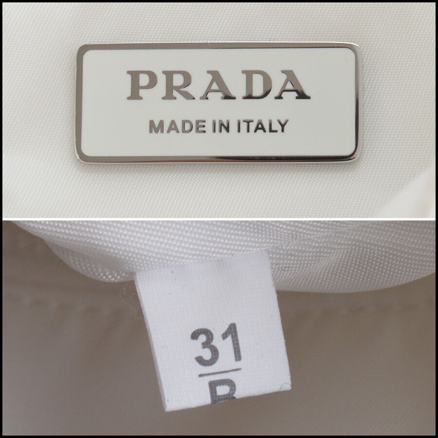RDC13463 Authentic PRADA White Re-Nylon Tessuto Vitello Small Shoulder Bag