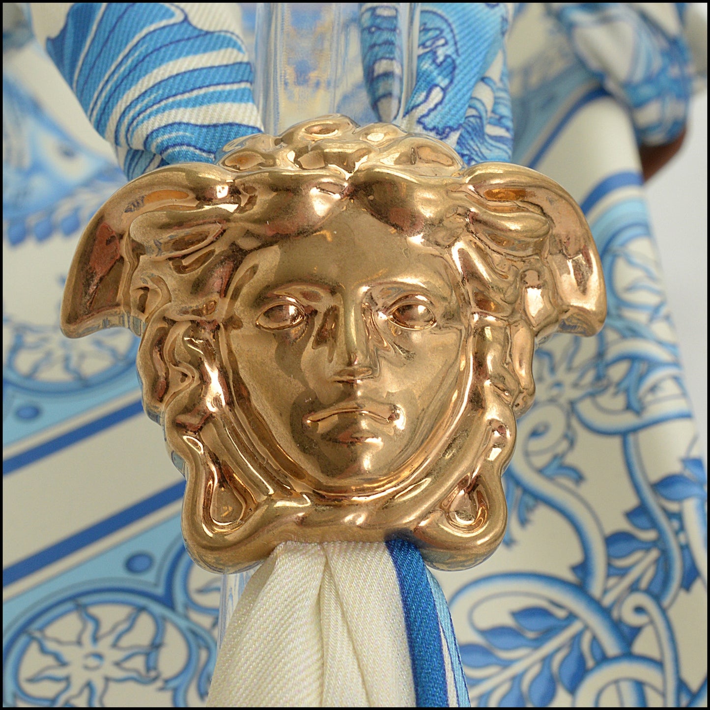 RDC14963 Authentic VERSACE Blue/White Underwater Barocco La Medusa Sandals Size 40