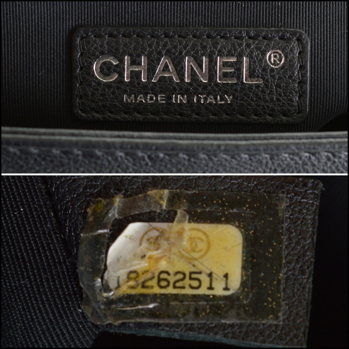 RDC15015 CHANEL '13-'14 Black Leather Quilted Large Boy Bag