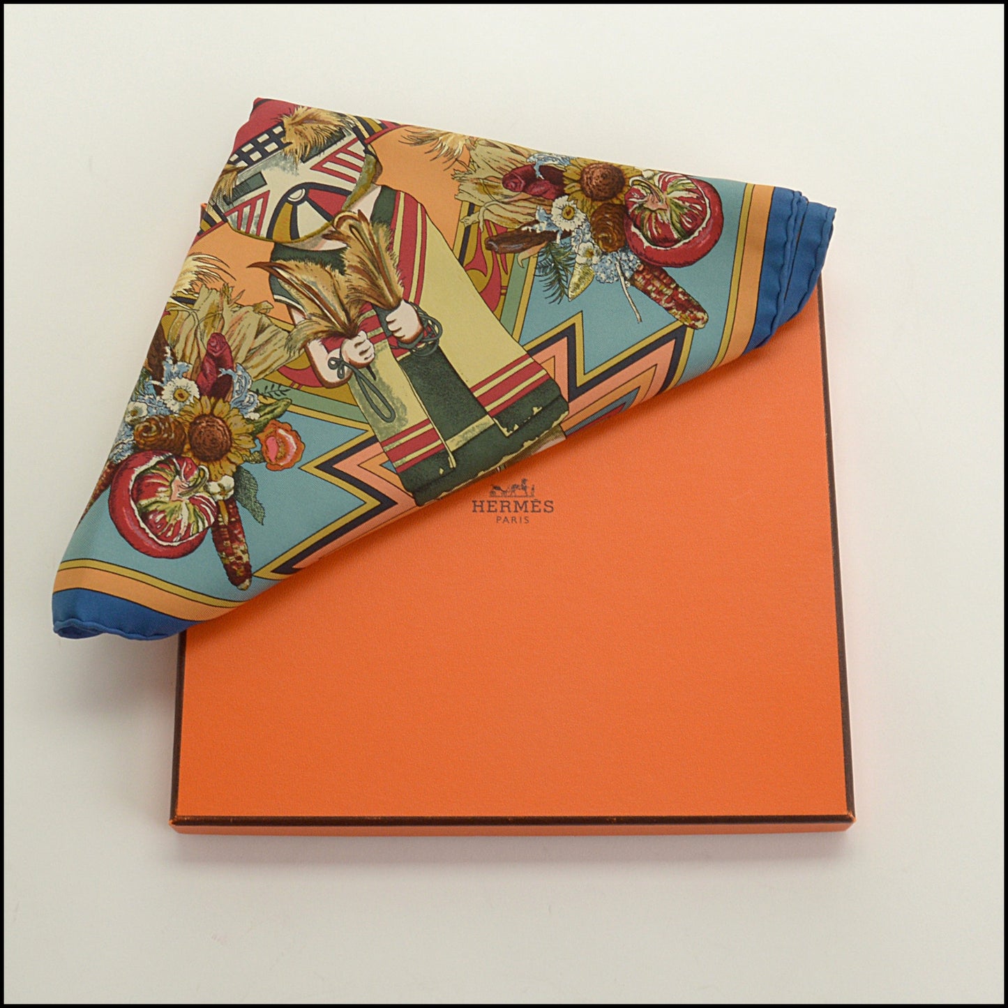 RDC15234 HERMES Blue Kachinas Silk Scarf 90cm - Kermit Oliver