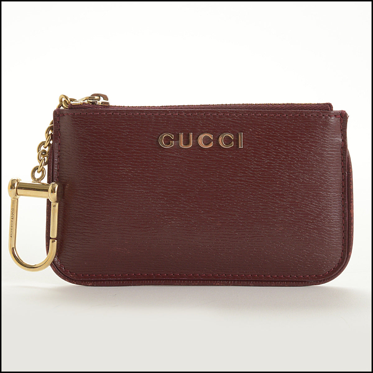 RDC15620 GUCCI Red Calfskin Script Key Pouch