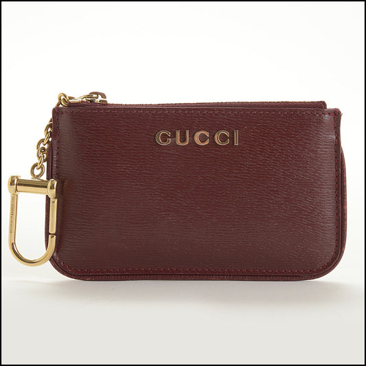 RDC15620 GUCCI Red Calfskin Script Key Pouch