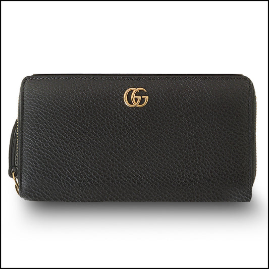 RDC15003 GUCCI Black Leather GG Marmont Zip Around Wallet
