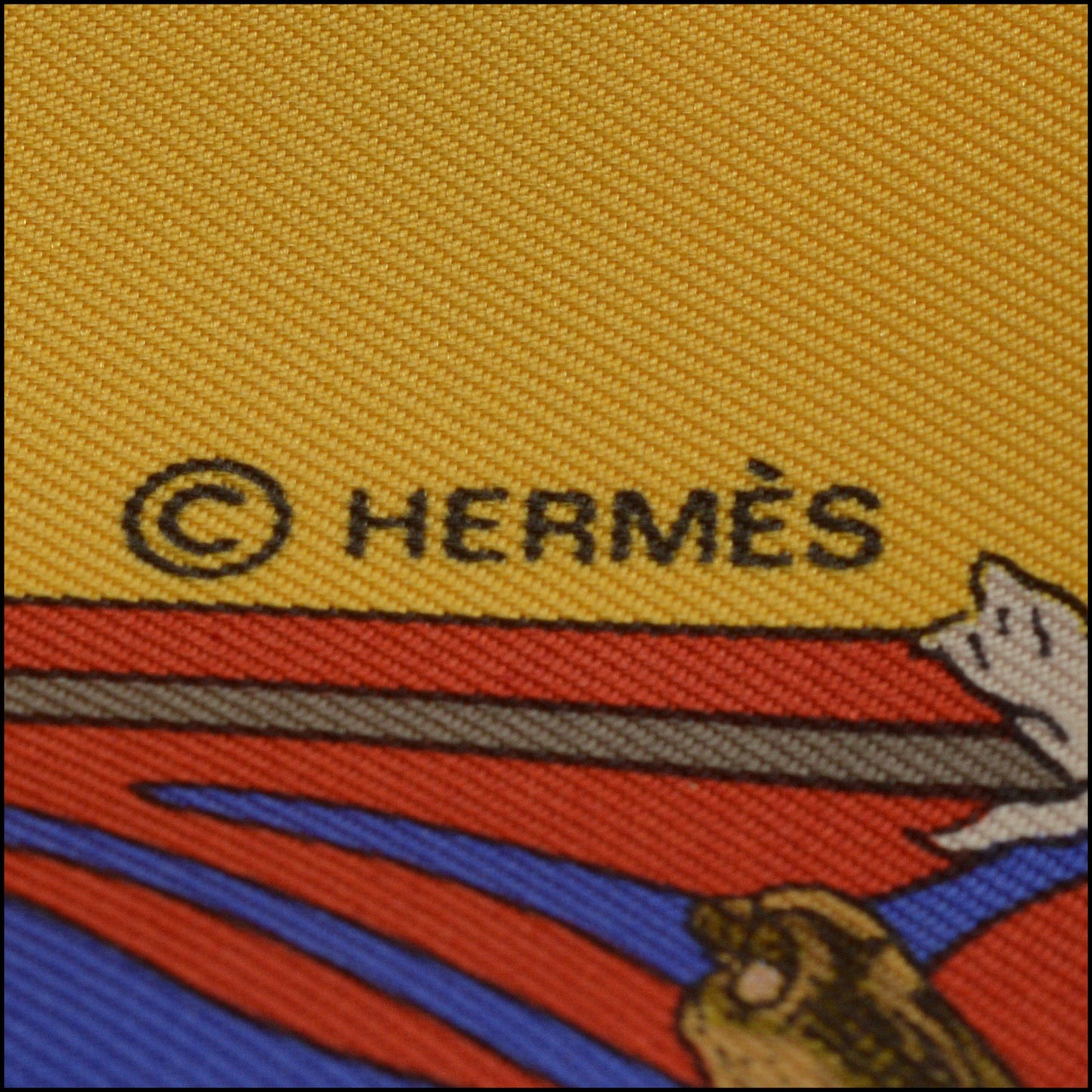 RDC14891 HERMES Vintage Saffron "Kachinas" 90cm Silk Scarf Kermit Oliver