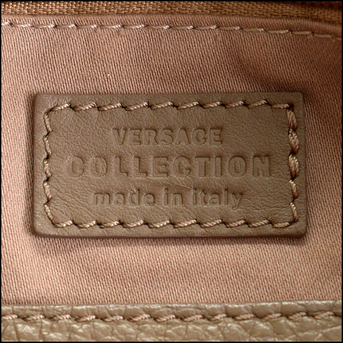 RDC15651 VERSACE COLLECTION Taupe Leather Bucket Crossbody/Hobo Bag