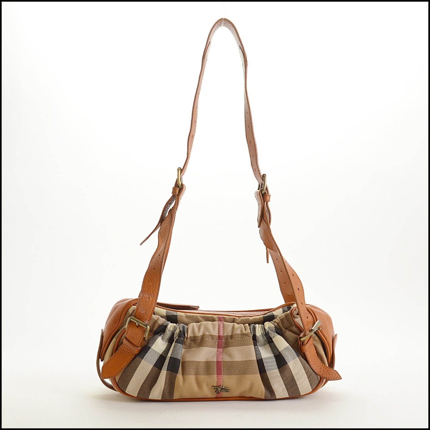 RDC15560 BURBERRY Beige Prorsum House Check Canvas and Leather East West Shoulder Bag