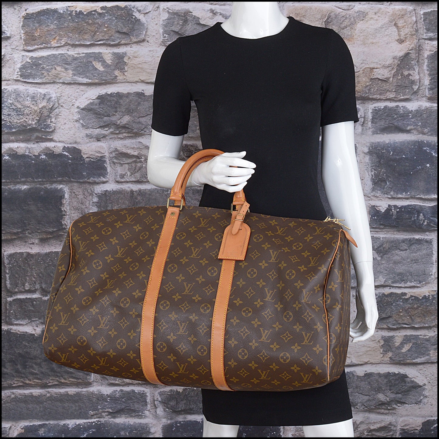RDC15275 LOUIS VUITTON '91 Brown Monogram Canvas Keepall 55