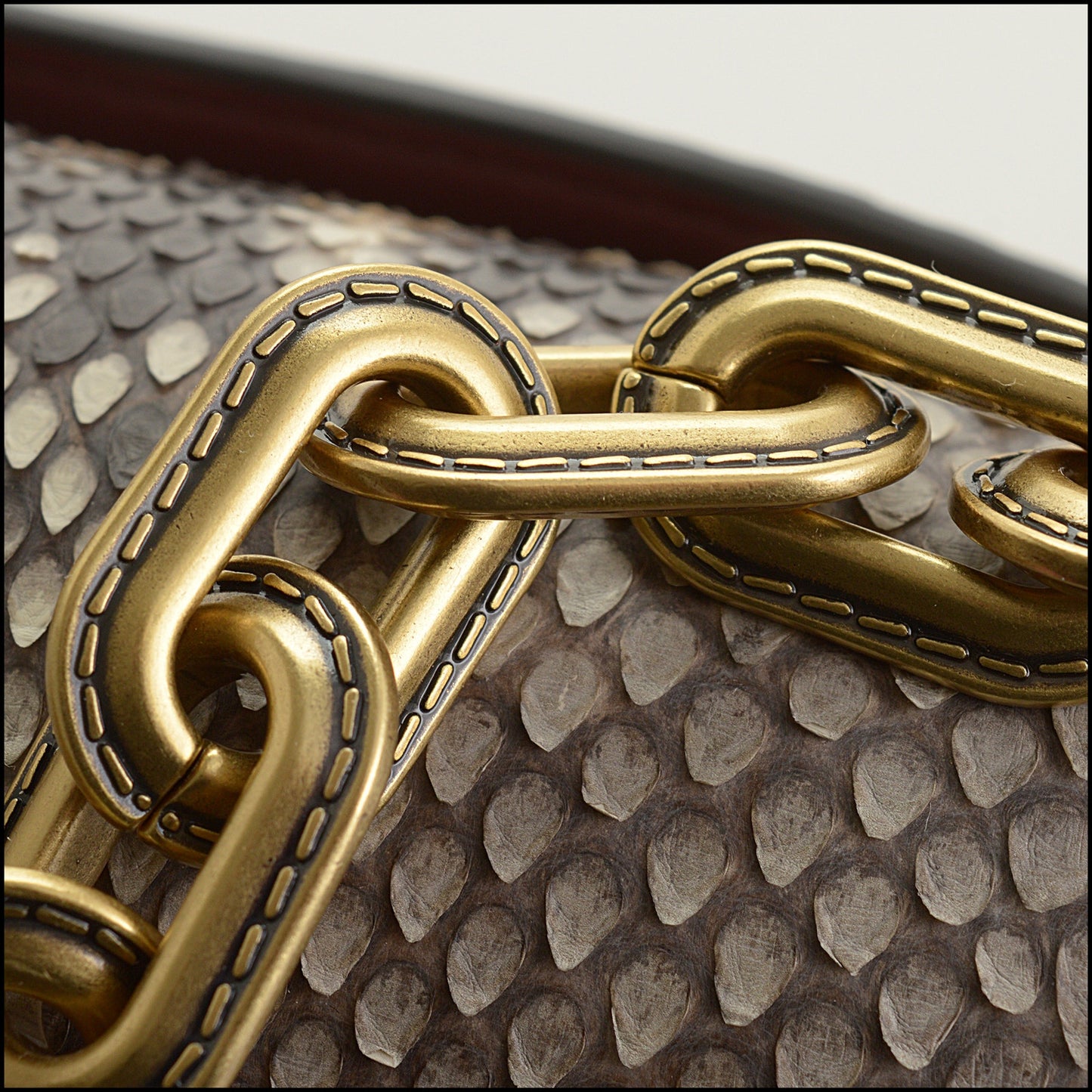 RDC15021 COACH Chalk Natual Python Idol Crossbody Chain Strap Bag