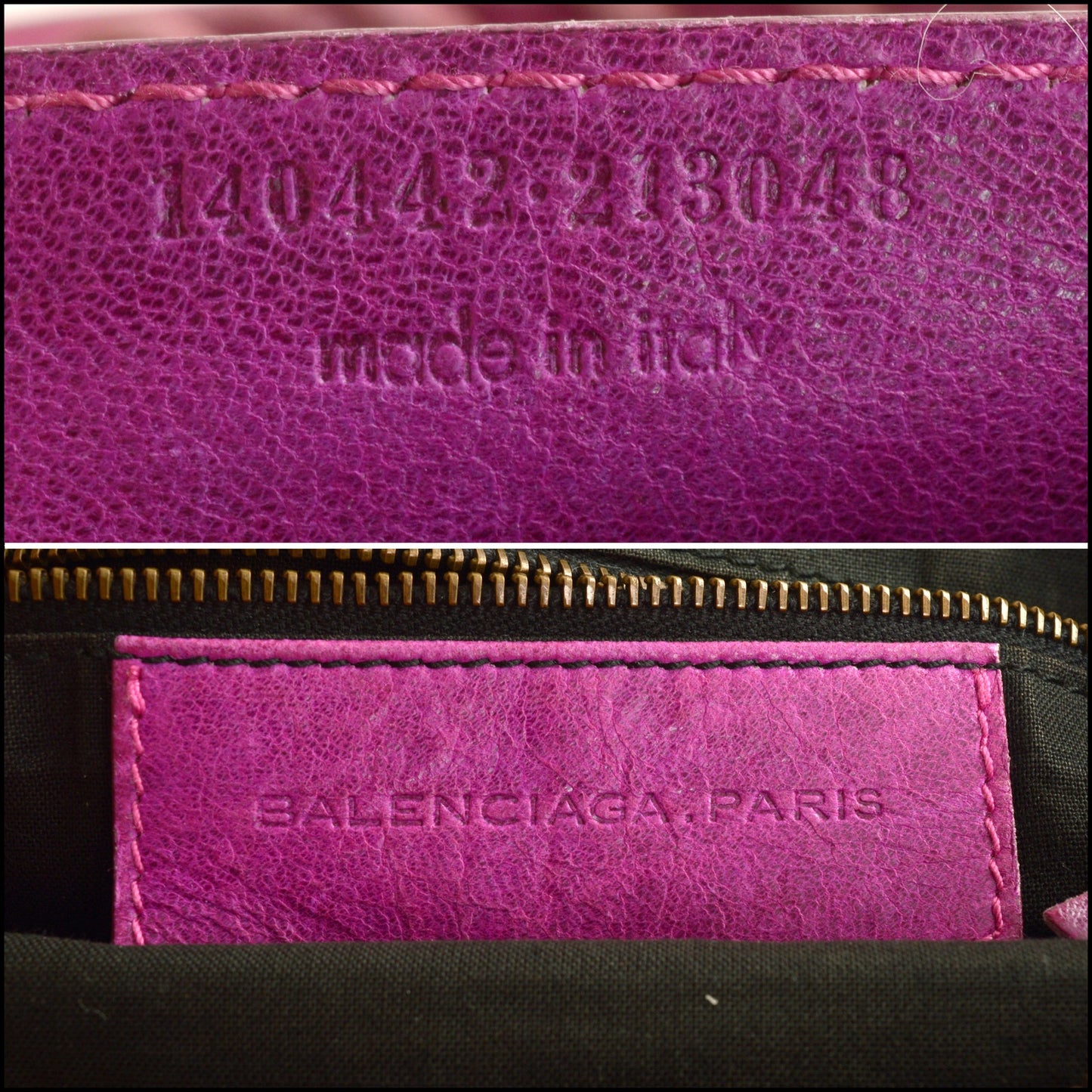 RDC15527 BALENCIAGA 2005 Magenta Pink/Purple Chevre Leather Day Hobo Bag