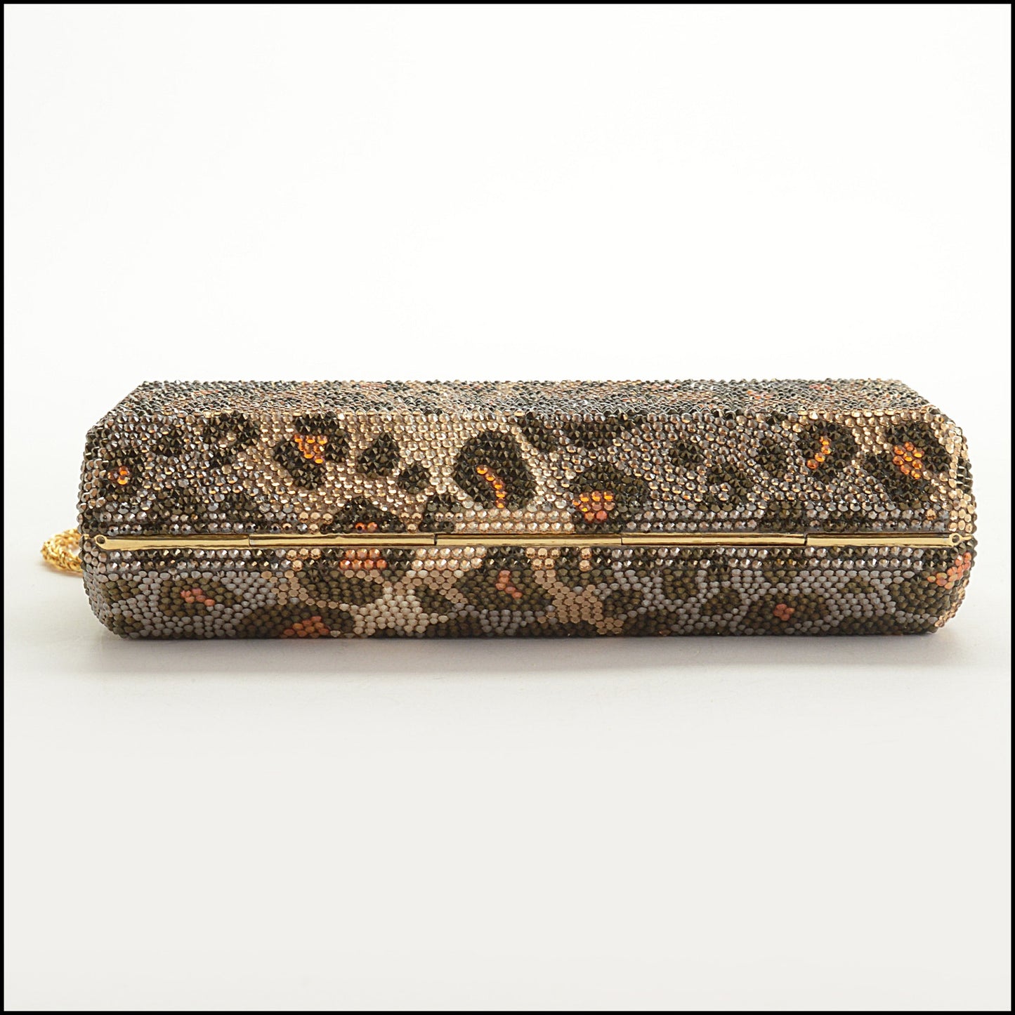 RDC15267 JUDITH LEIBER Leopard Crystal Box Minaudiere Bag