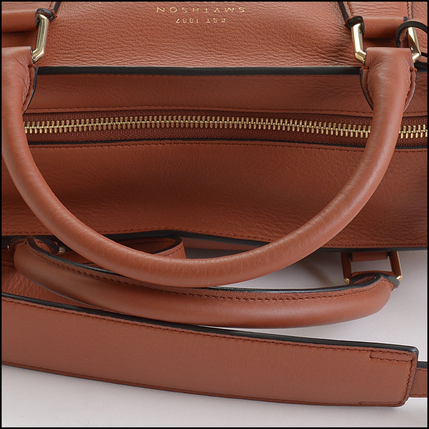 RDC14452 Smythson of Bond St. Terracotta Leather Business Bag W/Strap