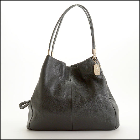 RDC15573 COACH Black Madison Leather Phoebe Shoulder Bag