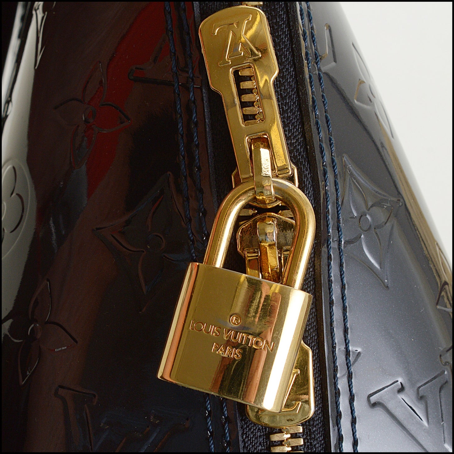RDC14821 LOUIS VUITTON 2011 Bleu Infini Vernis Monogram Alma PM Handbag