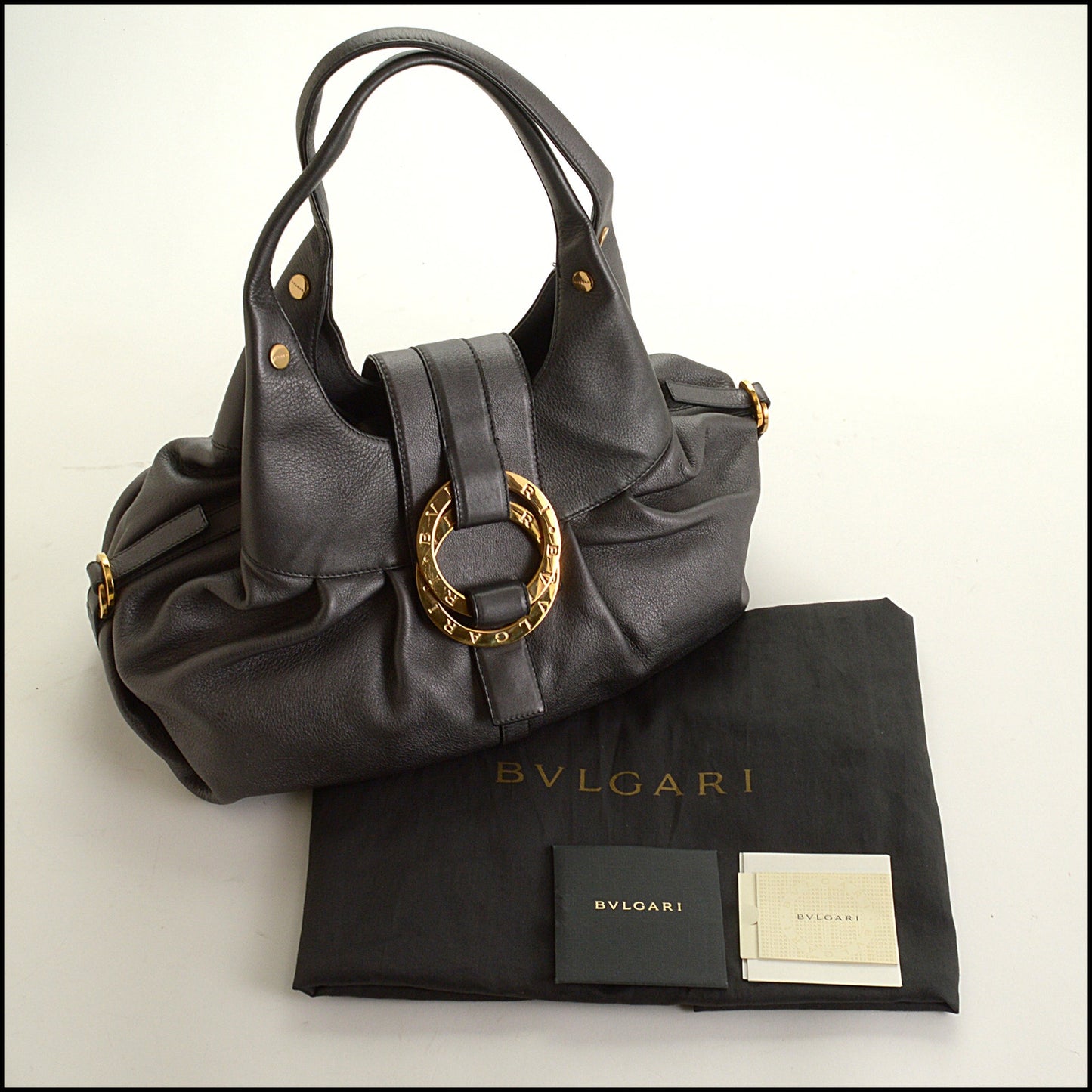 RDC15612 BVLGARI Metallic Silver Leather Chandra bag