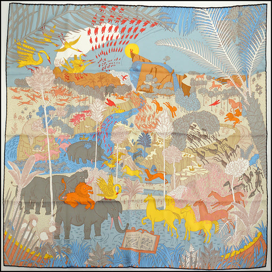 RDC14857 HERMES 90cm Carnival des Anima Silk Scarf