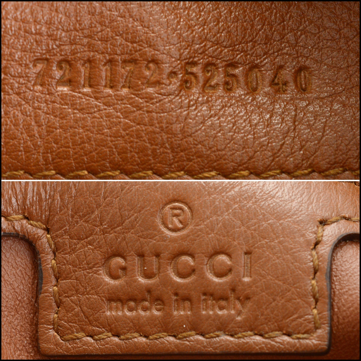 RDC15645 GUCCI Brown Leather Top Handle Blondie Crossbody Bag
