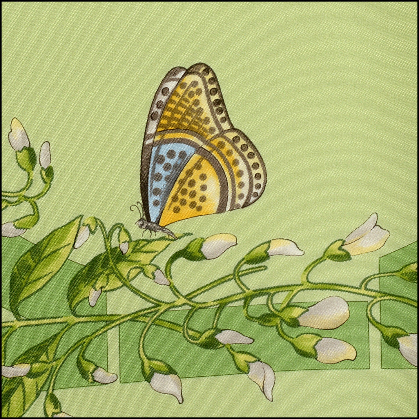 RDC14889 FERRAGAMO Light Green/Multi Gancini Floral Silk Scarf