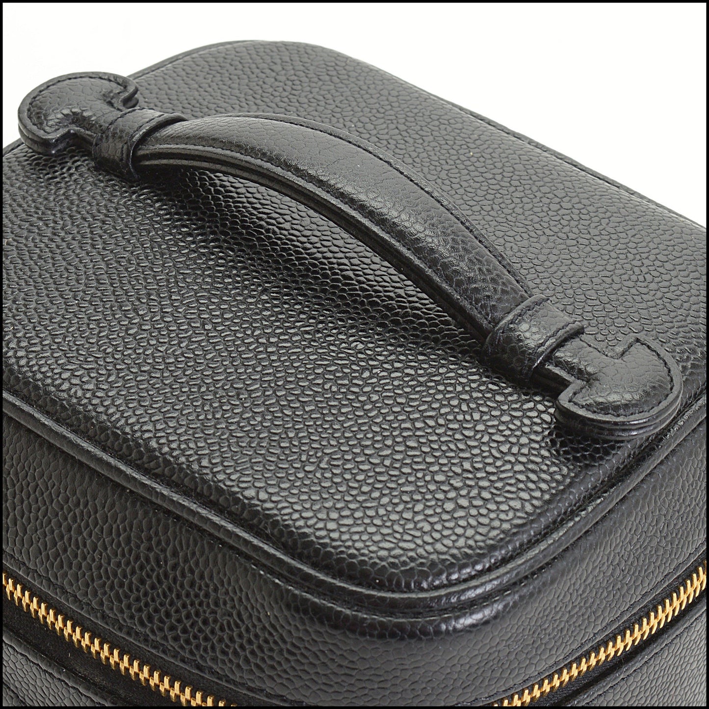 RDC14968 CHANEL '00-02 Black Caviar Leather Vanity Case Cosmetic Bag