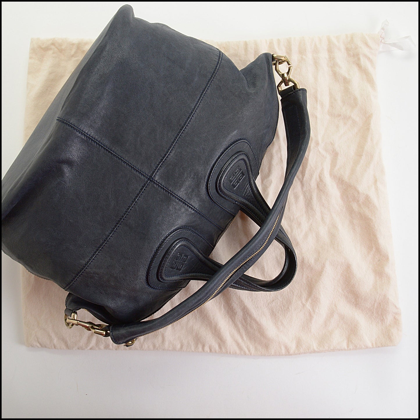 RDC14307 Authentic GIVENCHY Navy Blue Leather Medium Nightingale Bag