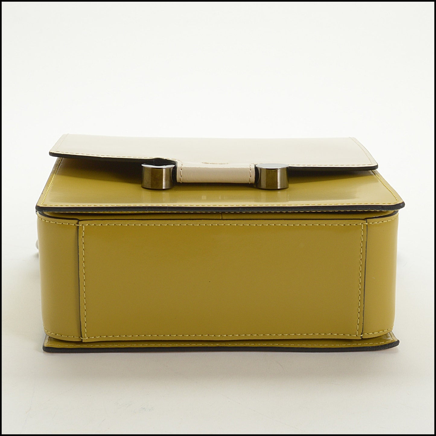 RDC15073 MARNI Yellow & Bone White Leather Caddy Trunk Bag