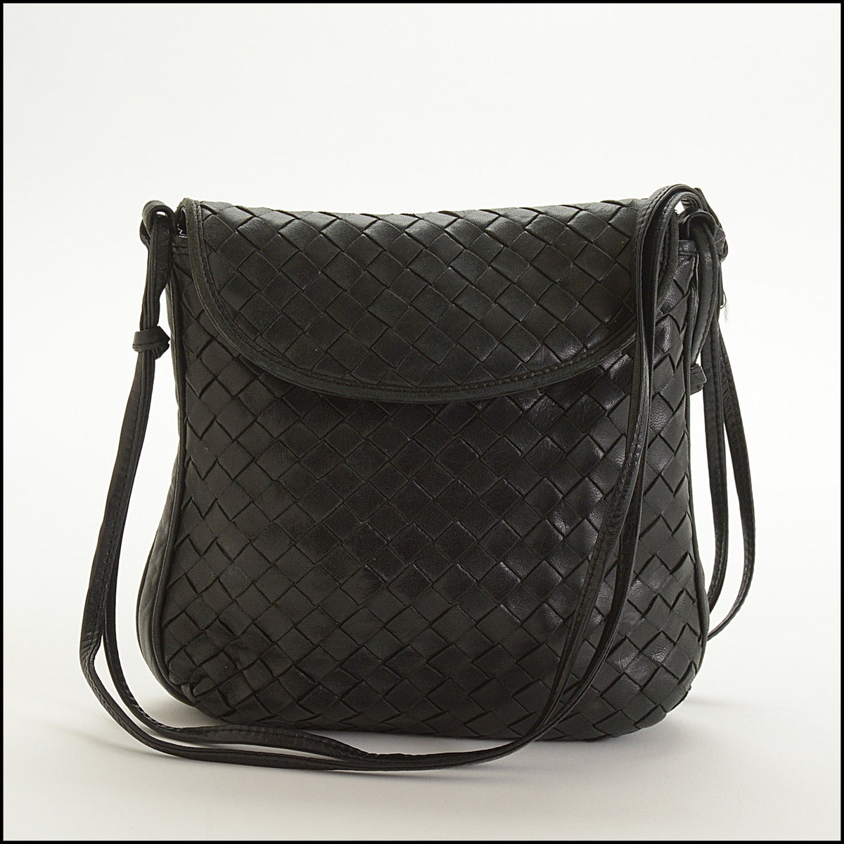 RDC15653 BOTTEGA VENETA Vintage Black Intrecciato Woven Small Bag