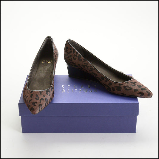 RDC14435 Stuart Weitzman Brown/Black Serral Hair Pipenuevo Wedges Size 8 Narrow