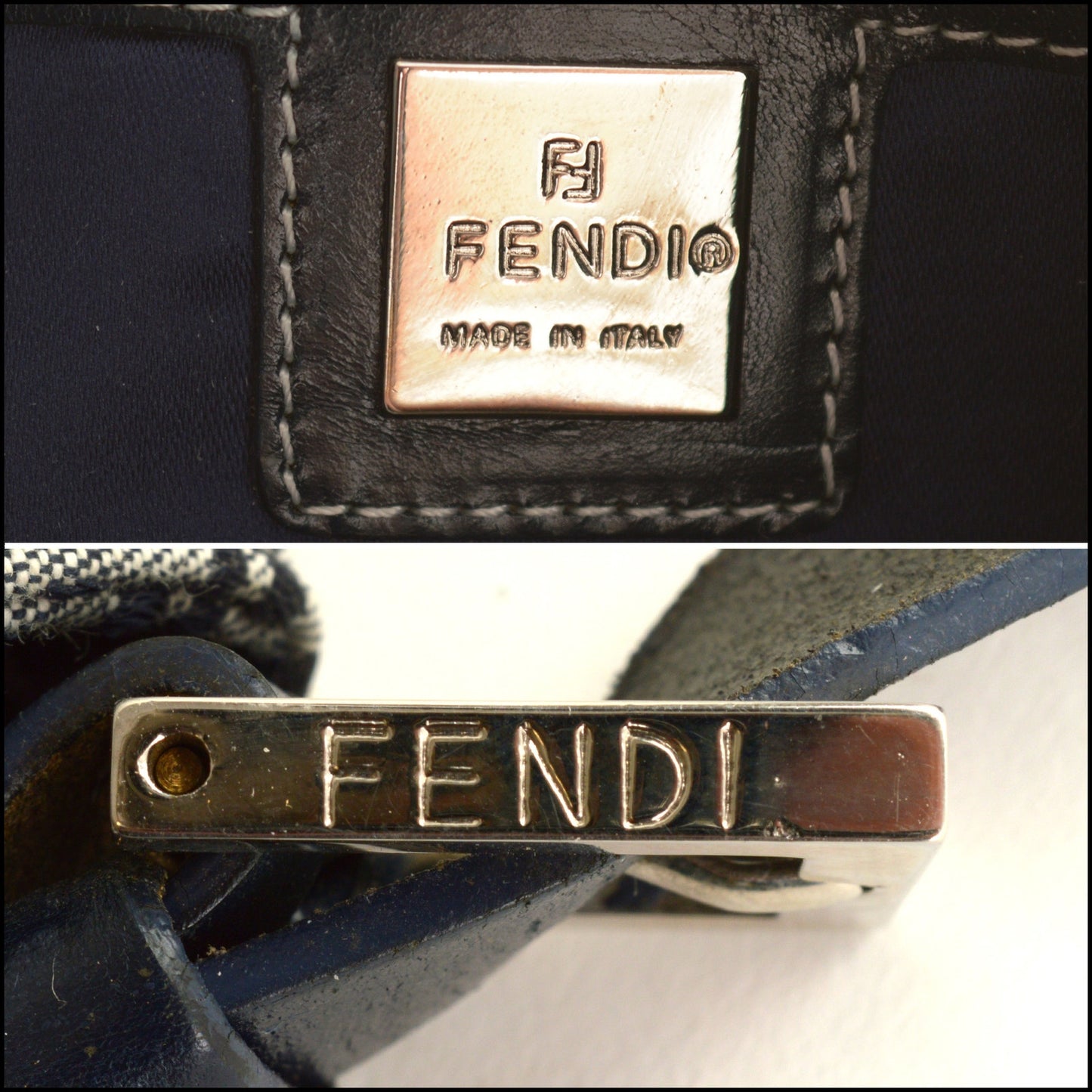 RDC15509 FENDI Vintage Navy Zucchino Vitello Mama Bag