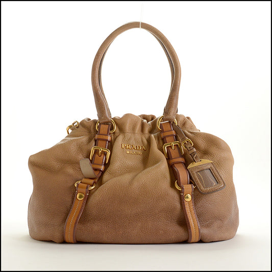 RDC15504 PRADA 2009 Brown Ombre Deerkskin Cervo Tote Bag