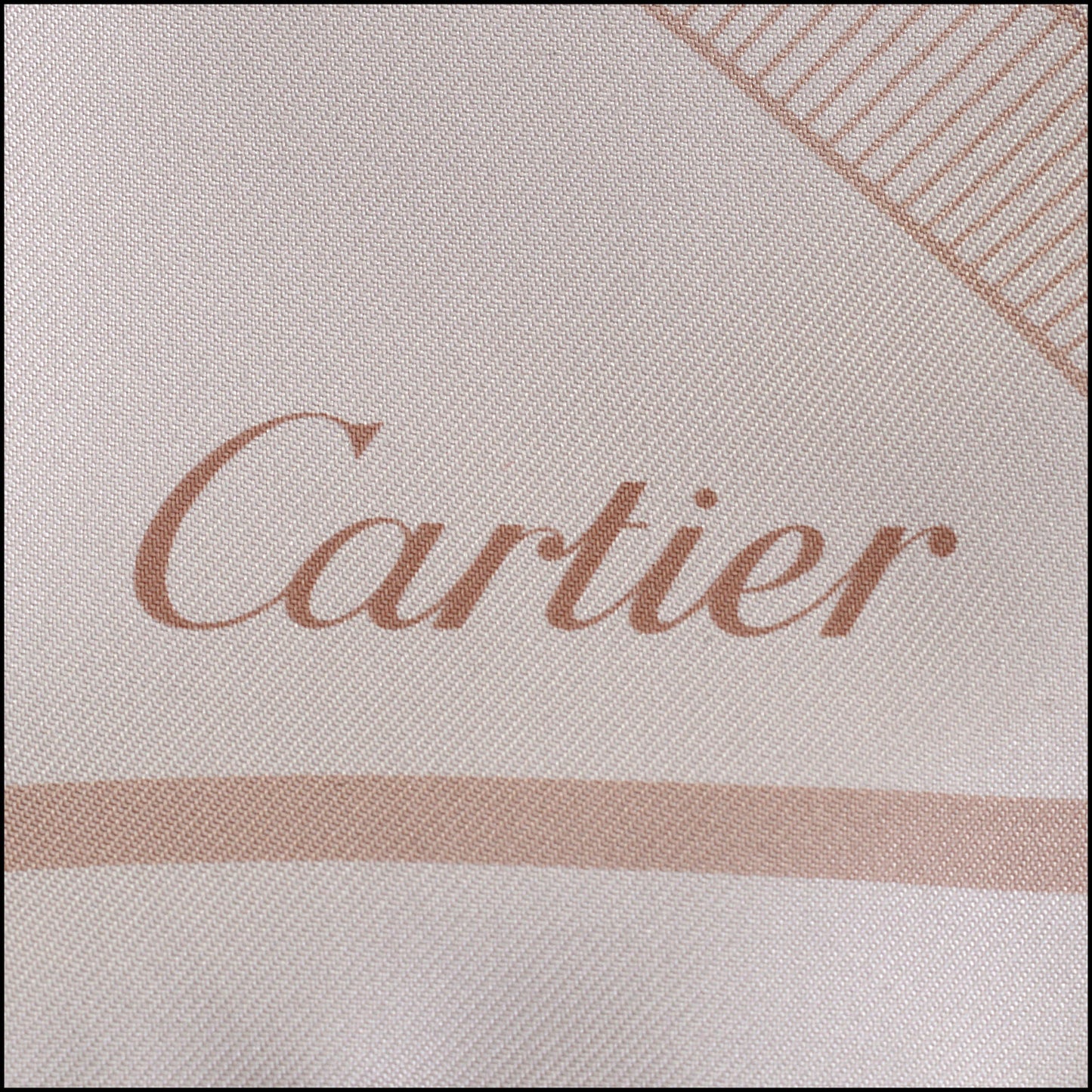 RDC14251 Authentic CARTIER Taupe Ribbons 90cm Silk Scarf