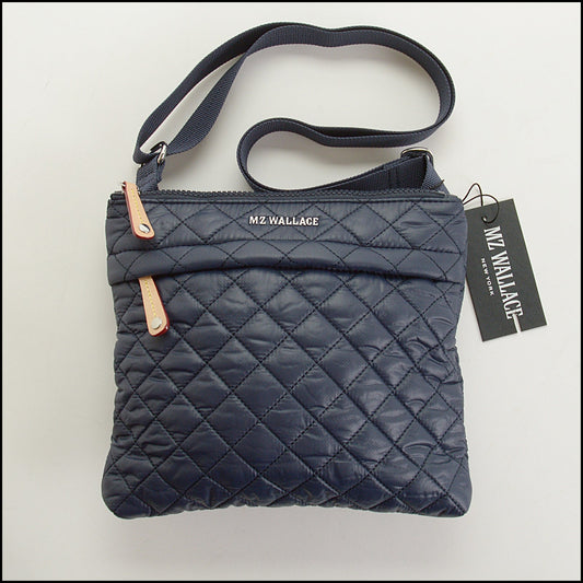 RDC15735 MZ WALLACE Dawn Navy Blue Quilted Nylon Metro Flat Crossbody
