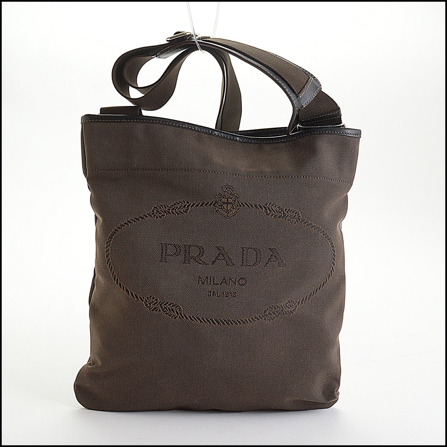 RDC14457 Prada Brown Canvas Canapa Logo Crossbody Bag