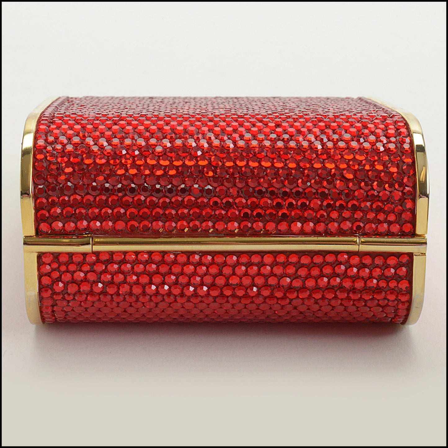 RDC14972 JUDITH LEIBER Red Crystal Minaudiere Evening Bag