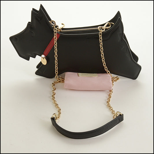 RDC15516 RADLEY LONDON Black Leather Scottie Dog Bag