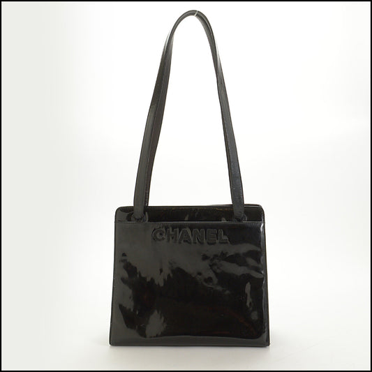 RDC15132 CHANEL '97-99 Black Patent Leather Tote Bag