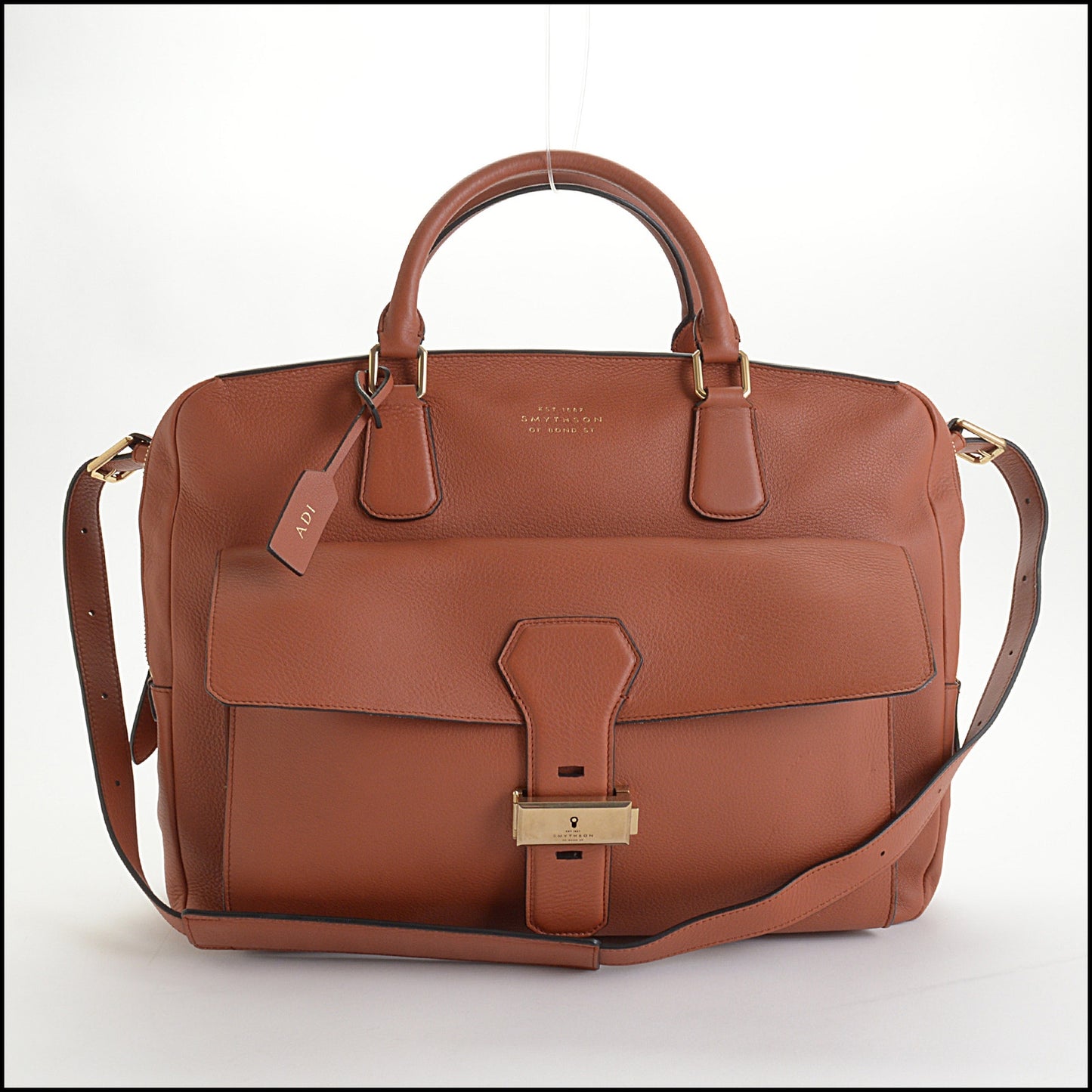 RDC14452 Smythson of Bond St. Terracotta Leather Business Bag W/Strap