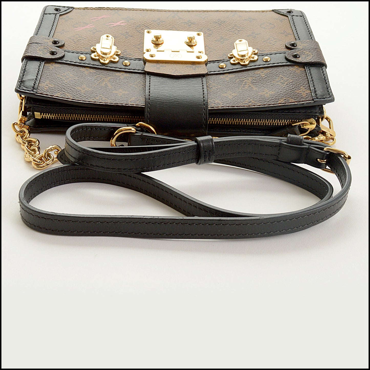 RDC15426 LOUIS VUITTON Brown Canvas Reverse Trunk Bag