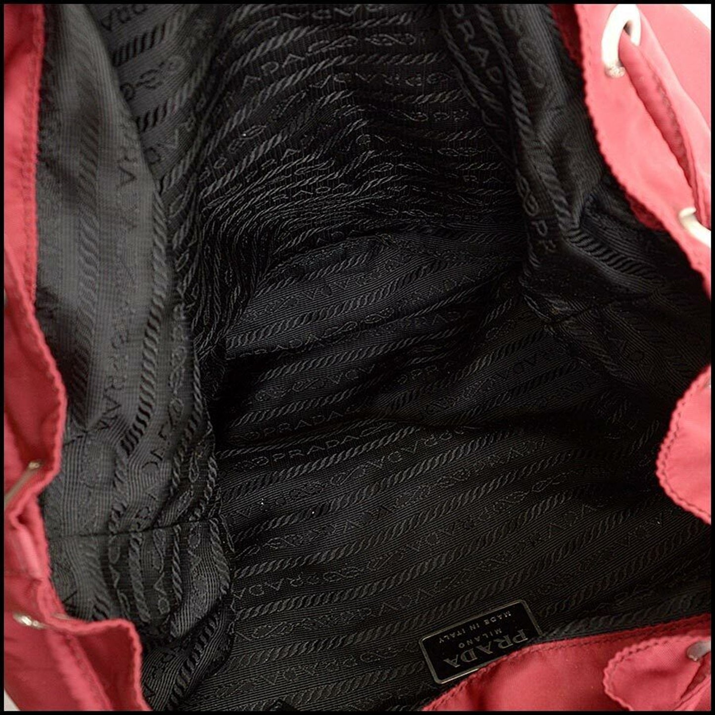 RDC11285 Authentic PRADA Vintage Red Tessuto Nylon Double-Pocket Small Backpack