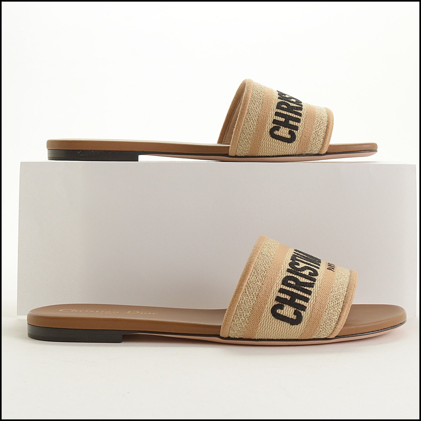 RDC15554 CHRISTIAN DIOR Chestnut Dway Black Logo Slide 36.5