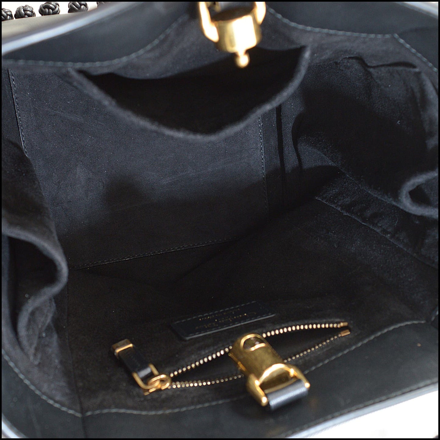 RDC13863 Authentic DIOR Black Leather Knotted Hobo Bucket Bag