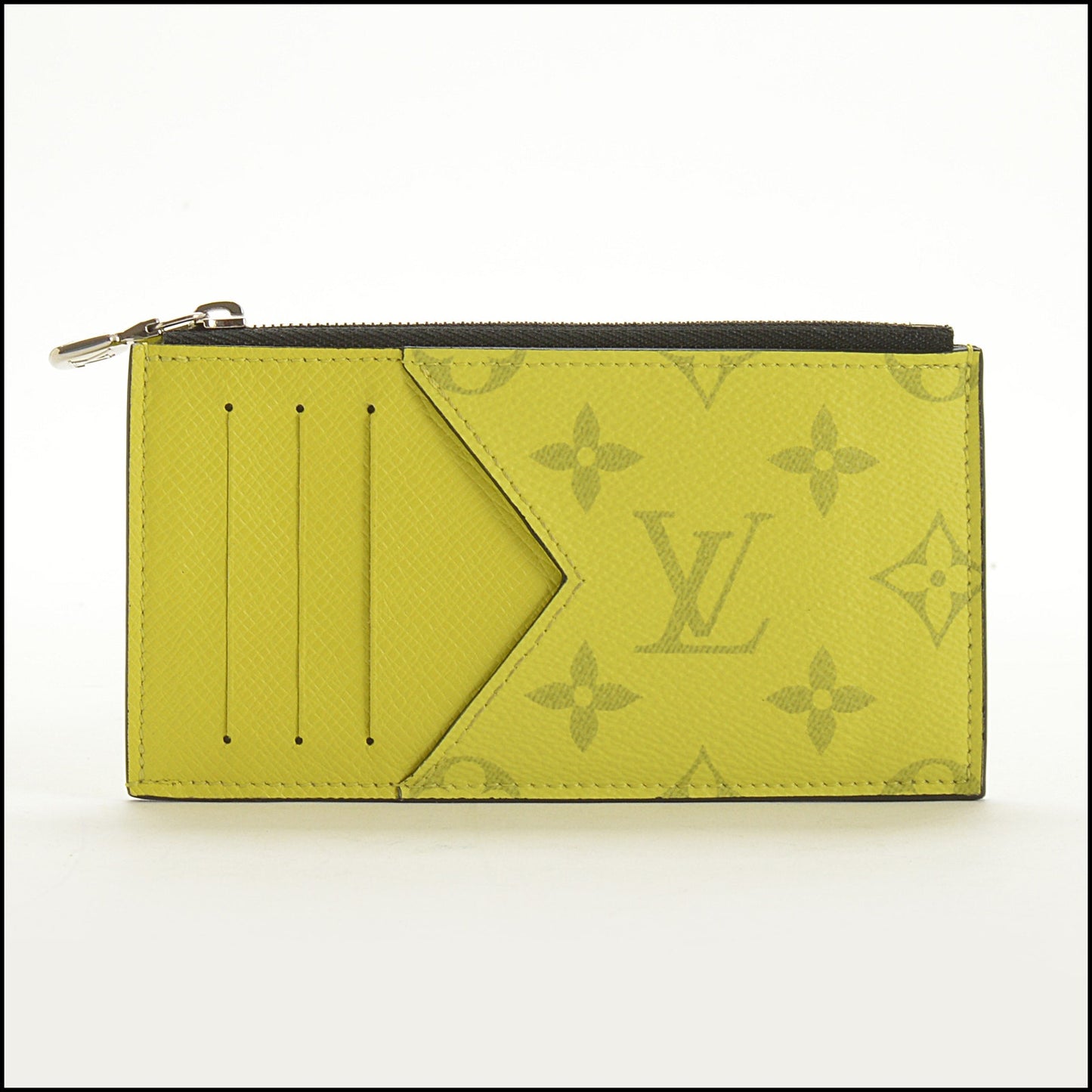RDC15150 LOUIS VUITTON '19 Lime Green Taigarama Coin & Card Wallet
